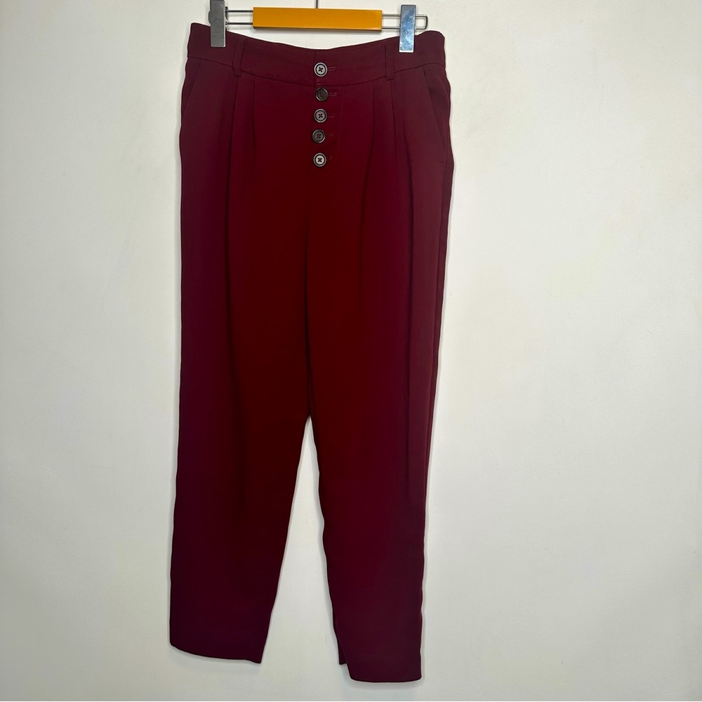 Anthropologie Sasha Pant TrousersButton Fly Tapered Pleated SZ 0